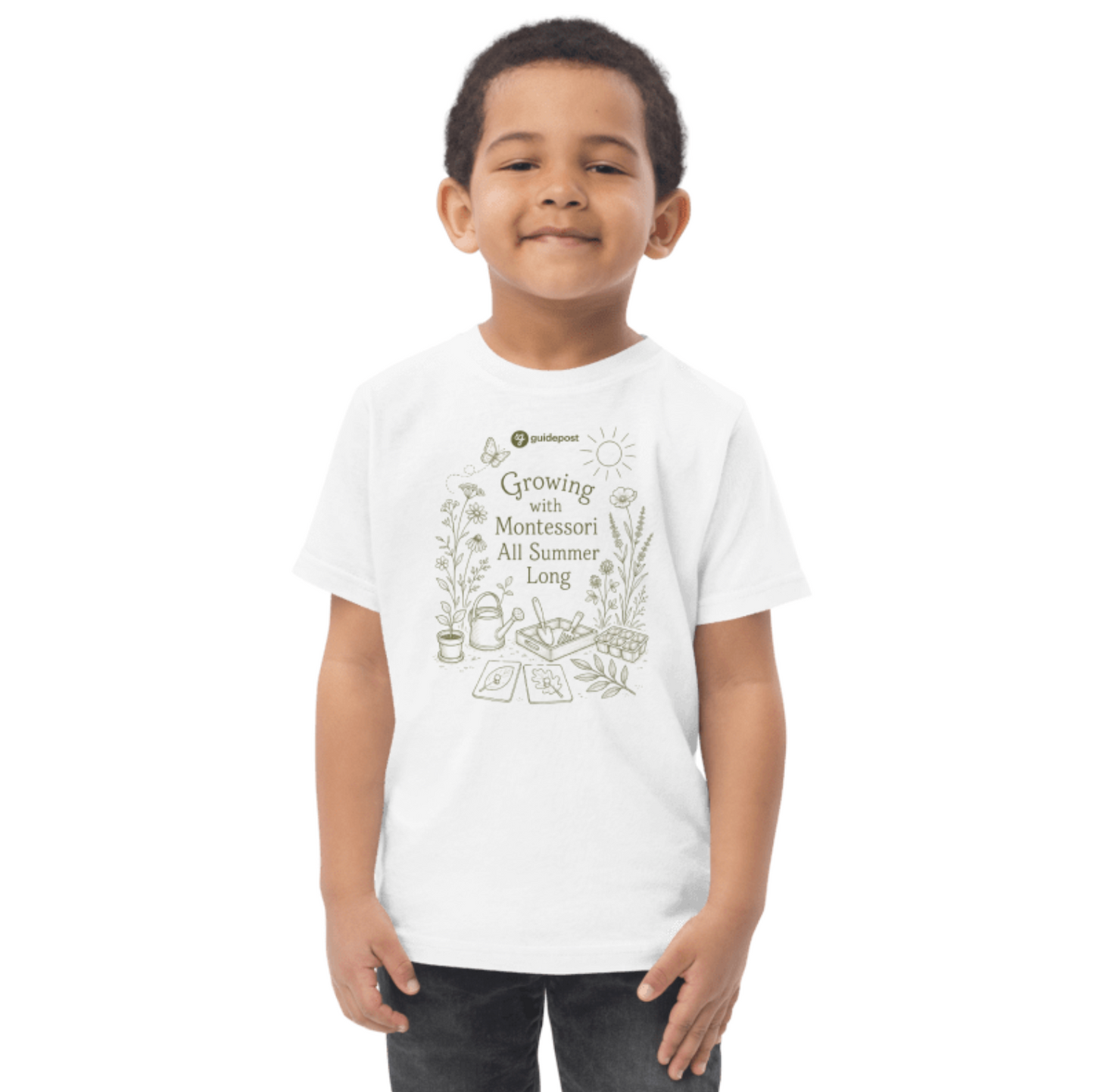 Growing with Montessori All Summer Long - Toddler jersey t-shirt