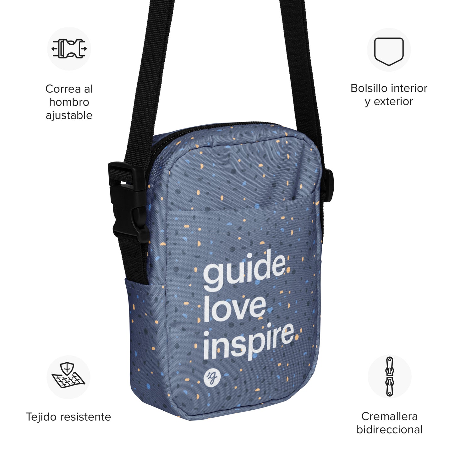 Guide. Love. Inspire. Utility crossbody bag