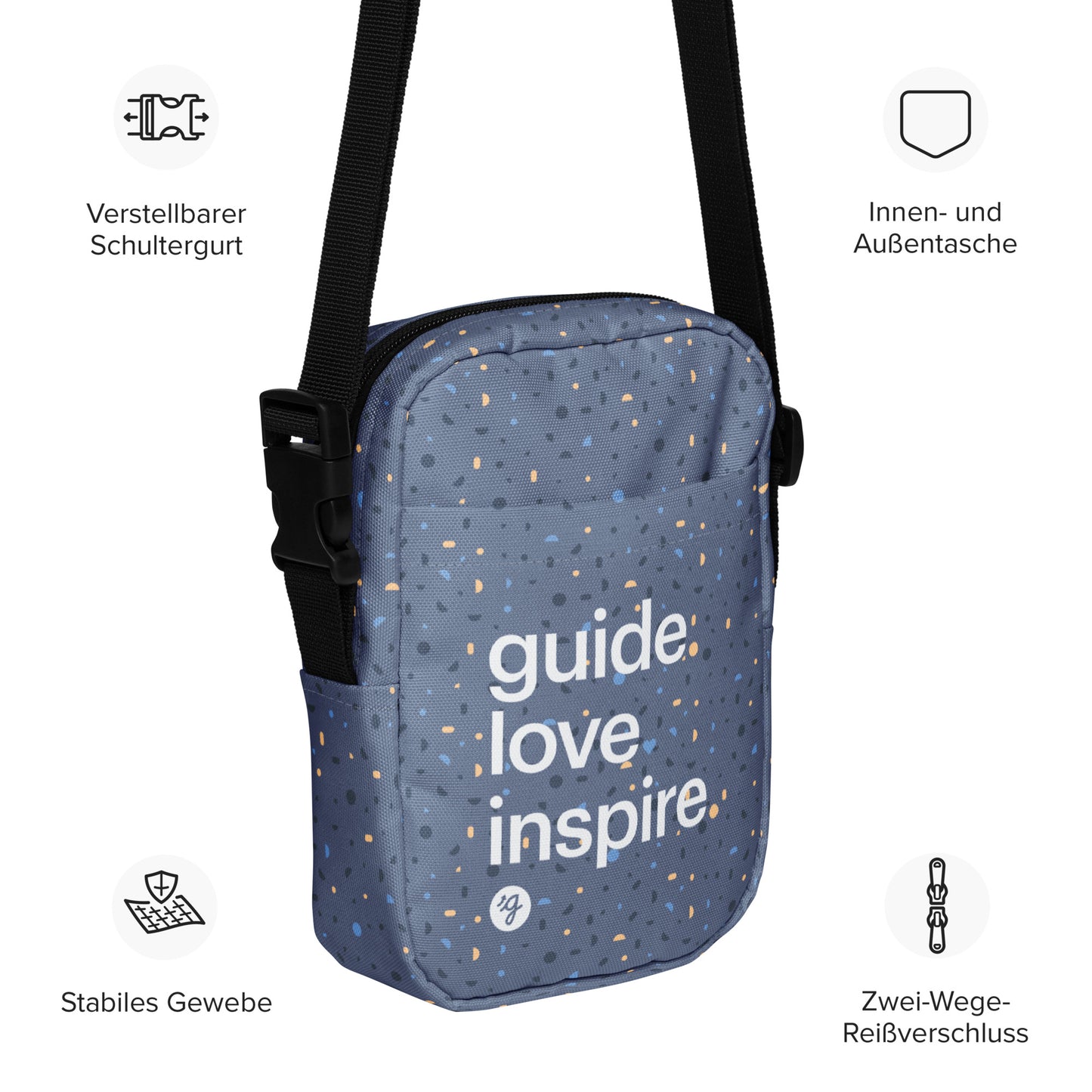 Guide. Love. Inspire. Utility crossbody bag